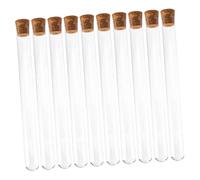 TOYZFRIENDY 10 Pièces Lot de Tubes à Essai Verre Transparent avec Bouchons Liège Tubes de Stockage Étanches pour Laboratoire Scientifique et Expériences Éducatives