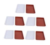 TOYZFRIENDY 10 pièces Plateau Rectangulaire Plastique Épais pour Pots de Plantes Accessoire Jardinage Antidérapant Soucoupes de Pot pour Intérieur et Extérieur Rouge et Blanc