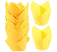 TOYZFRIENDY 100 Pièces Caissettes Cupcake Lotus Orange Papier Huile Résistant Haute Température Moules Muffin Pâtisserie Flexibles pour Anniversaire