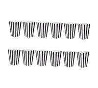 TOYZFRIENDY 12 pièces Boîtes à Popcorn Papier Noires à Rayures Contenants pour Popcorn et Frites pour Soirées Cinéma Fêtes et Réceptions