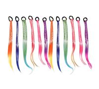 TOYZFRIENDY 12 Pièces Extensions Tressées Synthétiques pour Garçon Fille avec Élastiques Mèches Colorées Durables pour Coiffures de Fête Accessoires de Déguisement et Queue de Cheval