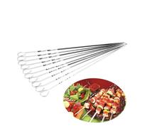 TOYZFRIENDY 14 pièces Brochettes Barbecue Acier Inoxydable Plates Réutilisables avec Poignée Boucle pour Grillades Extérieures et Pique- à Domicile