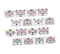 TOYZFRIENDY 16 Feuilles Temporaires Fluorescents Visage et Corps Halloween Lot de Autocollants Étanches et Résistants Aux Rayures pour Fêtes Mascarade Déguisement