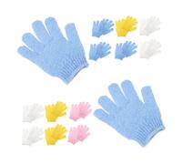 TOYZFRIENDY 16 Paires Mitaines Exfoliantes pour Corps Doubles Faces Nylon Mitaines de Douche Spa à Cinq Doigts pour Hommes et Femmes