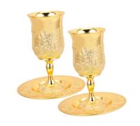 TOYZFRIENDY 2 Ensembles Coupe à Vin Juive en Relief Vintage pour Shabbat Et Havdalah avec Lot de Verres Et Plateau Assorti pour Fêtes Religieuses