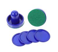 TOYZFRIENDY 2 Ensembles Set de Palets Air Hockey avec Pushers Plastiques Bleu et Balles pour Table Hockey Air Accessoires de Remplacement pour Jeu Familial et Salle de Jeux