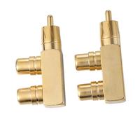 TOYZFRIENDY 2 pièces Adaptateur Audio Degrés Cuivre Plaqué Or Mâle vers Femelles Connecteur Splitter RCA Coudé pour TV Amplificateur Vidéo et Home Cinéma Lot