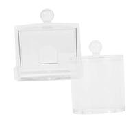 TOYZFRIENDY 2 pièces Boîte de Rangement Acrylique Transparente pour Coton Démaquillant Organisateur Cosmétique Simple et Espace Compact pour Accessoires de Maquillage