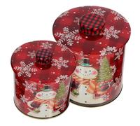 TOYZFRIENDY 2 pièces Boîte Métallique de Rangement Fer pour Biscuits et Bonbons Lot de Motifs de Noël Festifs Boîte Cadeau Décorative
