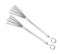 TOYZFRIENDY 2 pièces Brosse de Batterie Métallique avec Manche Métal Brosse Fil Acier Rétractable pour Batterie Jazz Accessoire Professionnel pour Batteurs et Groupes Débutants