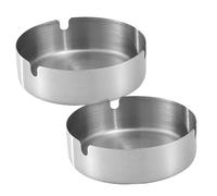 TOYZFRIENDY 2 pièces Cendriers Acier Inoxydable Cendrier Portable Compact et Robuste avec Fentes Antidérapant pour Maison Bureau Bar Voyage
