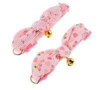TOYZFRIENDY 2 Pièces Collier Chat Ajustable avec Nœud Amovible et Clochette Design Oreilles de Lapin pour Petit Chien et Chaton Confortable et pour Usage Quotidien
