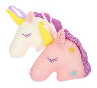 TOYZFRIENDY 2 pièces Éponge de Bain Licorne Mesh Exfoliante et Moussante pour Adultes et Garçon Fille Blanc et Rose avec Corde Suspendue pour Séchage Rapide