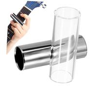 TOYZFRIENDY 2 Pièces Lot Slide Guitare Verre et Acier Inoxydable Medium Bottleneck Sustain Clair Brillant pour Guitaristes et Amateurs