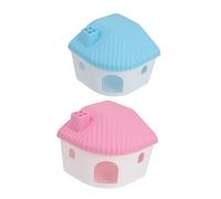 TOYZFRIENDY 2 pièces Maisonnette Cachette pour Hamster et Rongeurs Petits Animaux Bleu et Rose Abri Relaxant et Anti-Stress pour Souris Rat et Cobaye
