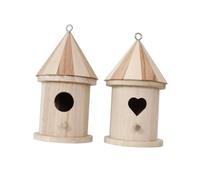 TOYZFRIENDY 2 Pièces Nichoirs Oiseaux Maison Oiseaux Extérieur avec Anneau Décoration Unique pour Jardin pour Mariage et Fête Toit Naturel