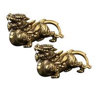 TOYZFRIENDY 2 Pièces Ornement Feng Shui Laiton Pi Yao Décor Suspendu Voiture et Bureau Fin Résistant et Compact pour