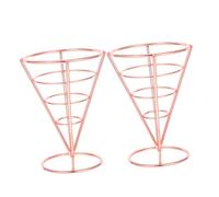 TOYZFRIENDY 2 pièces Panier à Frites Forme de Cône Rose Doré Support Élégant pour de Frites Poulet Frit et Snacks pour Buffet Mariage et Banquets