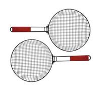TOYZFRIENDY 2 pièces Panier de Grill Rond Acier Inoxydable avec Poignée Pliable Filet Résistant Haute Température pour Légumes et Friture Plein Air