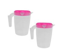 TOYZFRIENDY 2 pièces Pichet à Eau avec Couvercle Set de Cruche Réfrigérateur Ronde Rouge Petite Capacité pour Boissons Froides Distributeur Boisson pour Restaurant et Maison Design et