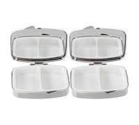 TOYZFRIENDY 2 Pièces Pilulier Mini Portable 2 Compartiments Blanc Orné de Cristaux, Organisateur de Remède Compact pour Voyage, Distributeur Pratique et Élégant, Petit Récipient de Poche