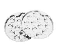 TOYZFRIENDY 2 Pièces Plat à Escargots en Acier Inoxydable 12 Compartiments Rond pour Cuisson Barbecue et Apéritif Plateau Vaisselle Réutilisable pour Fruits de Mer et Dîner Convivial