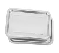 TOYZFRIENDY 2 pièces Plateau Inox pour Tatouage Moyen Acier Inoxydable avec Bords Relevés Rangement Sécurisé pour Outils et Fournitures de Salon de Tatouage