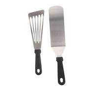 TOYZFRIENDY 2 pièces Spatules Barbecue Acier Inoxydable Lot de Spatule Professionnelle de Cuisine Multi Usage Antiadhésive pour Poisson Steak Crêpes et BBQ Ustensiles et Faciles à Nettoyer