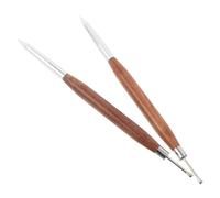 TOYZFRIENDY 2 Pièces Stylo Nail Art Double Tête avec Manche de Santal Pinceaux Silicone pour Gel Polish Dessin Sculpture et Embossage Précision Artistique pour Manucure Créative