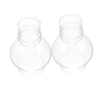 TOYZFRIENDY 2 Pièces Vintage Glass Lamp Shades For Kerosene Lamps Tall Replacement Chimney With Diameter Bases For Improved Illumination And Secure Fit