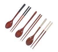 TOYZFRIENDY 3 ensembles Set Ustensiles Bois Portable Cuillère Longue Baguettes Coréennes Réutilisables Emballage Individuel Hygiénique pour Repas Plein Air Voyage et Bento