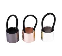 TOYZFRIENDY 3 pièces Anneaux Cheveux Métalliques Cylindres Argent Rose Or Noir Élastiques Tresse Mode pour Femmes et Filles Accessoires Résistants pour Queue de Cheval Chic
