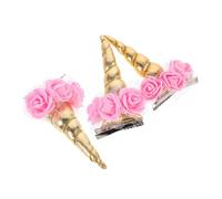 TOYZFRIENDY 3 pièces Barrettes Cheveux Corne de Licorne Dorées Pinces Décoratives pour Filles Accessoires Coiffure pour Fêtes et Usage Quotidien