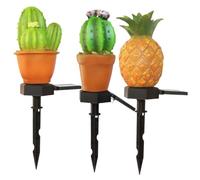 TOYZFRIENDY 3 Pièces Lampe Solaire Piquet LED Étanche pour Jardin Éclairage Décoratif Extérieur à Solaire Cactus Cactus Ananas pour Pelouse Terrasse et