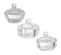 TOYZFRIENDY 3 pièces Manicures Acrylic Liquid Powder Cups Transparent Nail Art Liquid Container With Lid For Professional Nail Salon And Personal Use