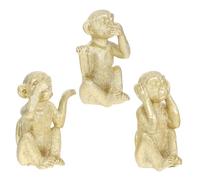 TOYZFRIENDY 3 pièces Set de Figurines Singes Résine Dorée Décoratives pour Bureau Maison Sculptures Animaux Forêt Élégantes Accessoires Photo et Ornements Animaux Savane