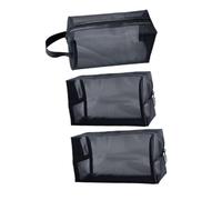 TOYZFRIENDY 3 pièces Trousse de Toilette Voyage Maille Noire Sacs de Rangement Cosmétiques Pratiques pour Maquillage Organisateur Portable pour Produits de Beauté et Accessoires