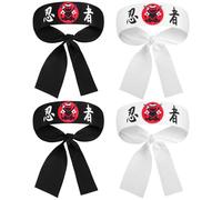 TOYZFRIENDY 4 Pièces Bandeau de Karaté Japonerie Imprimé, Polyester, | Accessoire Polyvalent pour Tenue, Usage au Poignet ou Autour du Cou, Look et Unique