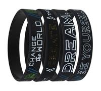 TOYZFRIENDY 4 pièces Bracelets Motivation Silicone Élastiques avec Messages Inspirants Dream Sois Toi-Même Transforme Le Monde Crée pour Adolescents Adultes