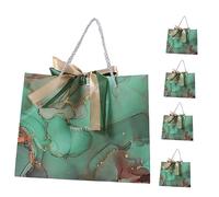 TOYZFRIENDY 5 Pièces Cadeau Papier Marbre Vert Moyen avec Ruban Noeud Poignée Solide pour Fête Anniversaire Mariage Naissance Cadeau Chic et