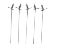 TOYZFRIENDY 5 Pièces Fourchettes Salade Acier Inoxydable Forme Grise Piques Fruit Réutilisables pour Cocktail et Dessert Accessoires de Fête Élégants
