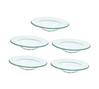 TOYZFRIENDY 5 pièces Plateau Verre Rond pour Chauffe-Cire Support Stable et Facile à Nettoyer pour Brûleur Huile Aromatique et Fondants Parfumés