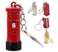 TOYZFRIENDY 5 pièces Porte-clés Élément Britannique Alliage Pendentifs Londres Bus Cabine Téléphonique Boîte Aux Lettres Big Ben Ornement Suspendu Unisexe pour Porte-clés et Accessoires