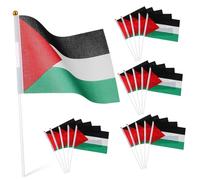 TOYZFRIENDY 50 Pièces Petits Drapeaux Palestine avec Hampe Polyester Drapeaux pour Événements Sportifs Rallyes et Célébrations pour Manifester et Décorations Nationales