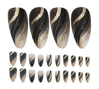 TOYZFRIENDY 6 Boîtes de Faux Ongles Autocollants Pailletés Ligne Scintillante 24 Pièces par Boîte Capsules D’Ongles en Plastique Réutilisables Kit Manucure pour Femmes Fêtes et Occasions