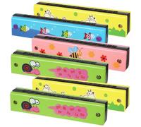 TOYZFRIENDY 6 pièces Harmonica Portable Bois Double Rangée Musical pour Débutants avec Motifs Cartoon Instrument de Musique Ludique et Facile à Jouer