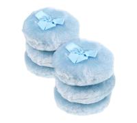 TOYZFRIENDY 6 Pièces Houppettes pour Nœud Applicateurs Fluffy Peluche Pads Maquillage Doux pour Peau Sensible Usage et Change Bleu