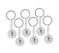 TOYZFRIENDY 6 pièces Lot de Porte-clés Boule Miroir Argentée Décorations Suspendues Disco pour Fête Noël et Anniversaires Accessoires Festifs Années