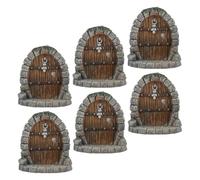 TOYZFRIENDY 6 Pièces Mini Resin Fairy Garden Doors for Outdoor Tree and Wall Decor Weather-Resistant Miniature Gate Ornaments for Tiny House and Bonsai Micro Landscape Accessories