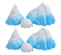 TOYZFRIENDY 6pièces Figurines Miniatures Simulation Iceberg Et Igloo Décor Arctique PVC Et Mousse Résistantes Décorations De Bureau Et Aquarium Paysage Glacier Hiver Noël